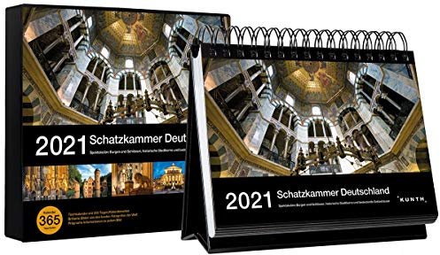 Schatzkammer Deutschland - Tageskalender - Kalender 2021 - Kunth-Verlag - Aufstellkalender mit Spiralbindung - Tischkalender mit 365 Bildern plus Hintergrundinformationen - 21,1 cm x 15,5 cm