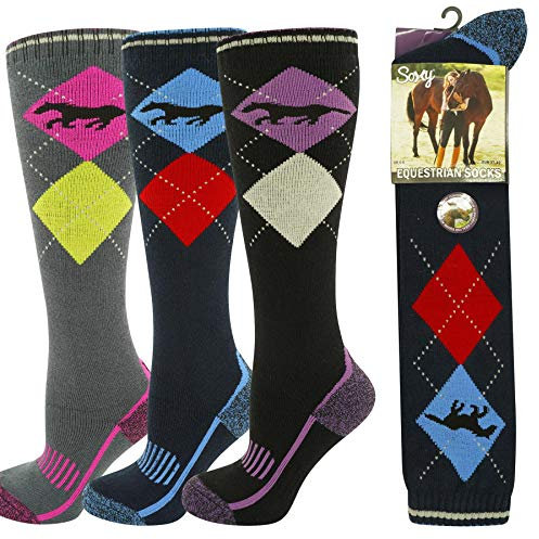 SX173 - Ladies Equestrian Socks - Pack of 3- Size 4-6