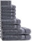 Class Home Collection 12 TLG Frottee Handtücher Set | Gästetuch | Handtuch | Duschtuch | Waschhandschuh | Anthrazit