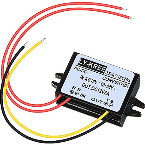 AC-DC Gleichrichter AC 12V (10-28V) auf DC 12V Reduziert Wandler IP68 Wasserdicht Abwärtswandler Modul Spannungswandler für Auto Überwachungskamera Wasserpumpe Motor, 3A (1 Stück)
