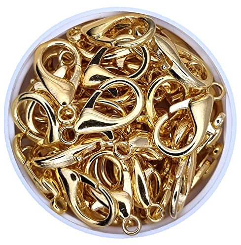 Karabinerverschlüsse 12 mm, 50 Stück, goldfarben, Schmuckverschlüsse, Karabiner, Ketten Verschlüsse, Sprung Ring Schmuck Basteln Schmuckherstellung Karabiner Verschluss