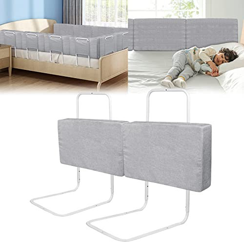 ACXIN 2 x Bettgitter Baby Bettschutzgitter Rausfallschutz Bett Bettgitter Verstellbare Höhenverstellbar Kinderbettgitter für Familienbett und Kinderbett (50cm, Leinengrau)