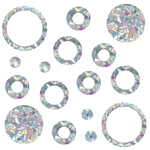 Lot de 32 autocollants Suncatcher - Protection contre les oiseaux - Pour fenêtre - Protection contre les oiseaux - Film réfléchissant - Anti-collisions