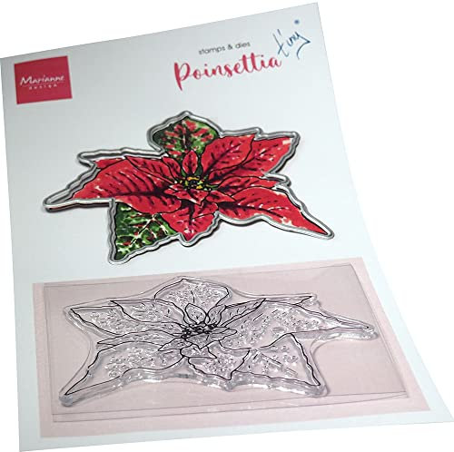 Marianne Design TC0902 Clear Silikonstempel, Tiny's Blumen-Weihnachtsstern, zum Stanzen Bastelarbeiten und Präzision Stamping Papercrafts, Acryl Silikon, transparent, One Size, 2 Piece