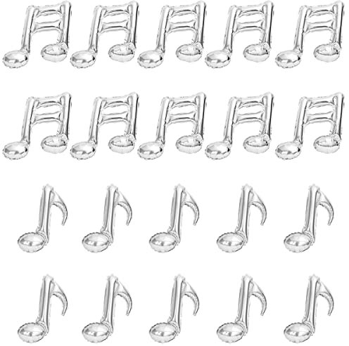 Kawailay 20 Stück Musiknoten Luftballon Folienballon Musical Zeichen Aluminium Ballon Musik Thema Dekoration Ballon für Konzert Tanz Party Hochzeit Geburtstag Abschlussfeier - Silver