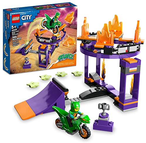 LEGO City Stuntz Dunk Stunt Ramp Challenge, 2in1 Action Set with Self-Driving Dinosaur Motorcycle Toy and Stunt Rider, Fun Activity for Kids, Boys, Girls 5 Years Old and Up, 60359