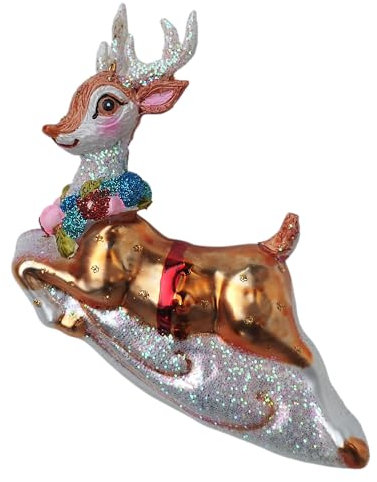 Hirsch REH Rentier Rudolph Weihnachtsbaumkugel Glas Christbaumschmuck Weihnacht