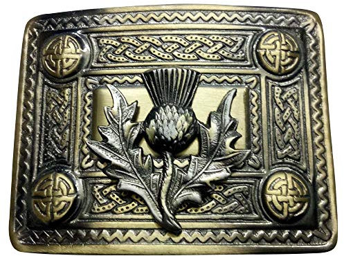 Herren Schottische Kilt Gürtelschnalle Keltischer Knoten 4 Demo Arbeit mit Distel Freimaurer Hirschkopf Walisische Drache Harfe Irische Kleeblatt Löwe Rampant Antik Finish Kilt Gürtel für Schnalle,