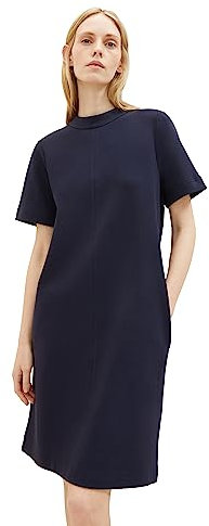 TOM TAILOR Damen 1037930 Basic Kleid mit Stehkragen & Taschen, 10668-sky Captain Blue, 40
