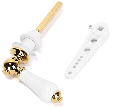 Ruimou Toilet Handle Flush Rod Replacement Kit Ceramic Pull Handle 18mm/0.7inch Hole for Most Toilet Tank Lids (Gold)