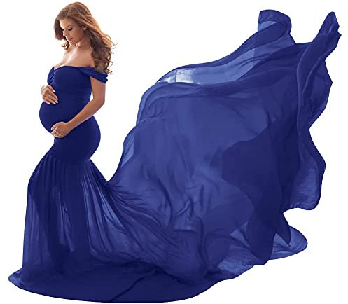 shownicer Robe de Grossesse Photographie Robe Femme Enceinte Shooting Photo Vêtement Maternité A Bleu Foncé Taille Unique