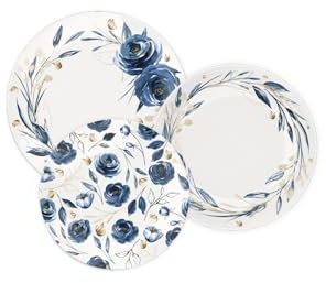 Tramontina - Ensemble d'assiettes plates 28cm, creuses 22cm et a dessert 21cm en porcelaine Ana Flor. Lot de 12.