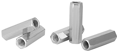 5 Stück Lange Stangenmutter, Kohlenstoffstahl M10 * 40/50 Lange Sechskantmutter, Sechskanthülsenmutter, Abstandshalter mit M10-Gewinde (M10*50)