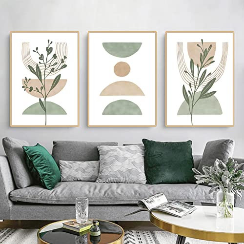 Martin Kench 3er Boho Poster Set, Bohemian Grüne Pflanzen Bilder, Moderne Wandbilder, Boho Deko Wanddeko für Wohnzimmer Schlafzimmer, Ohne Rahmen (A,50x70cm)