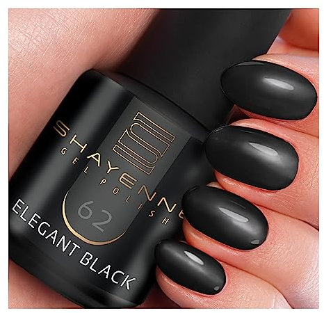 SHAYENNE UV Gel Nagellack - 62 Elegant Black Schwarz 15 ml - Langanhaltend, Kratzfest & Hochglänzend - Profi-Qualität - LED kompatibel - Perfekt für Zuhause & Studio - Made in Germany
