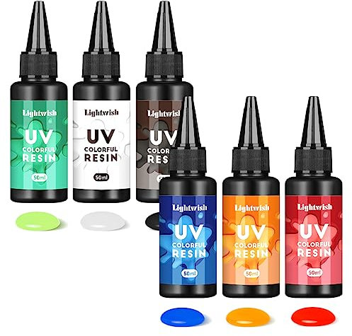 Farbiges UV-Harz, 6 Farben UV-Harz-Kit, schnelles Ultraviolett härtendes Epoxidharz für Handwerk, Schmuckherstellung, Gießen und Beschichtung, DIY-Handwerk (je 50 g)