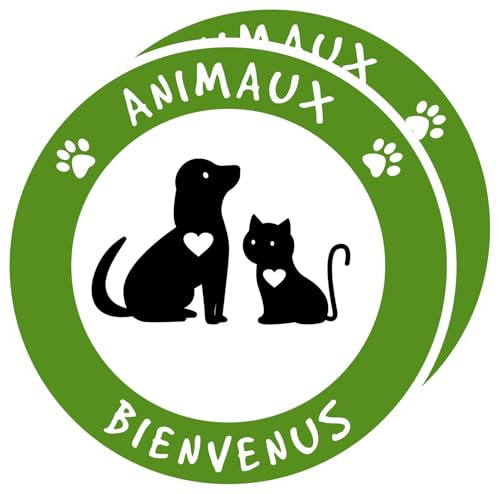Haustieraufkleber Willkommen. Pet Friendly. Hunde Katzen willkommen Freundliche Zone Zelt Rund (10 cm)
