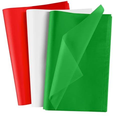 NEBURORA 100 Blatt Seidenpapier Weihnachten rot grün weißes verpackungs Seidenpapier für Weihnachtsfeier Dekorationen