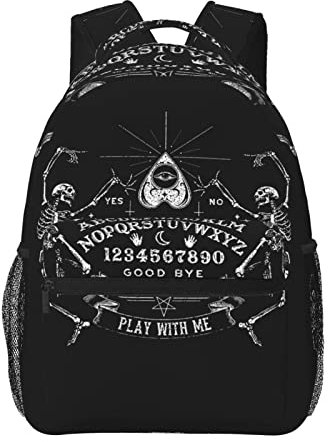 Vintage Skelett Magic Ouija Board Schwarz Stilvoller lässiger Rucksack Geldbörse für Damen, personalisierter Laptop-Rucksack mit mehreren Taschen, Computer-Tagesrucksack für Arbeit, Geschäftsreisen,