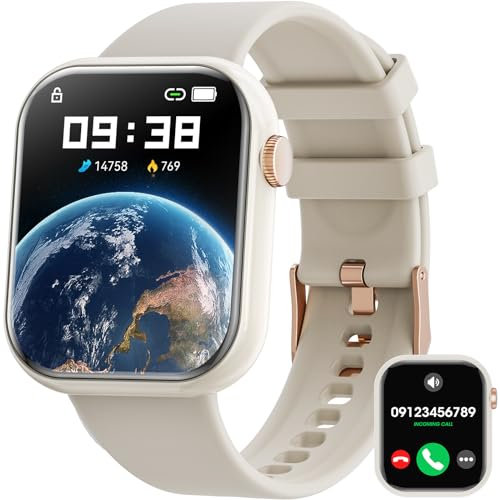 Smartwatch Uomo Donna, 1,85'' Schermo Orologio Smartwatch con Chiamata Bluetooth e Risposta Vivavoce, Smart Watch con Contapassi, Cardiofrequenzimetro da Polso, Orologio Fitness per Android iOS