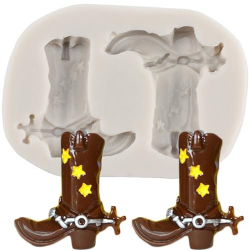 MINFEIDMS Cowboy Boot Silicone Fondant Mould for Sugar Cake Decorating Cupcake Topper Chocolate Gum Paste Candy Polymer Clay