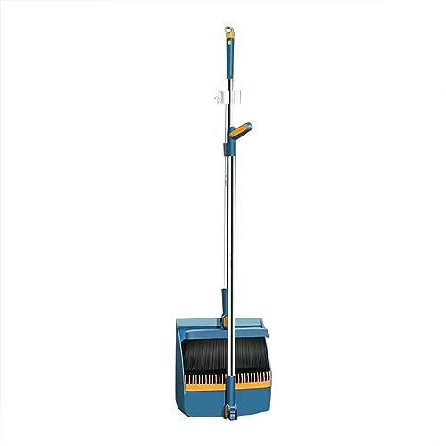 Generic Broom and Dustpan Set - Lightweight Lobby and Dustpan Combo with Long Handle - Blue, Modern Plastic