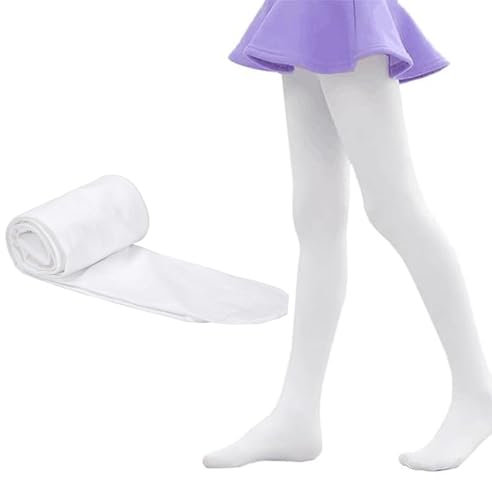 Amexo Medias de Ballet 90 Den, Estirar Blancas de Microfibra para Danza, Niña (FR/ES, Edad 12 años, Regular, Blanco)