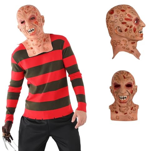 Generico Maschera di Freddy Incubo Spaventoso Costume di Freddy Film Horror Cosplay Maschera da Zombie Costume di Halloween Prop