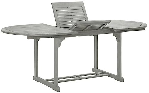 SDWEHO7 Gartentisch ausziehbar Balkontisch Ausziehtisch Wetterfest Holz Garten Balkon Esstisch, Grau 200x100x75 cm Massivholz Akazie