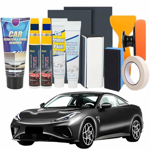 Quita Arañazos Coche para Retocar Pintura Coche, Pulimento Coche Arañazos, Reparador Arañazos Coche de Ramitas,Arañazos de Clavos,Oxidación por Desgaste(Azul perla oscuro + Azul pasión)