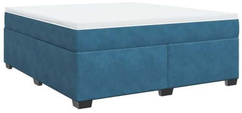 vidaXL Boxspringbett, Polsterbett Bett mit Matratze, Bettgestell mit Lattenrost, Doppelbett für Schlafzimmer, Dunkelblau 180x200cm Samt