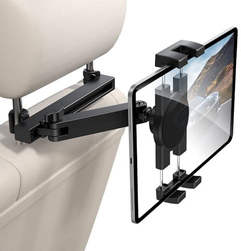 bokilino Tablet Holder for Car Headrest, [3 in 1 Adjustable Extension Arm] iPad Car Mount for Back Seat, Road Trip Essentials for Kids, for 4.7-12.9 Inch such as iPad Pro, Air, Mini