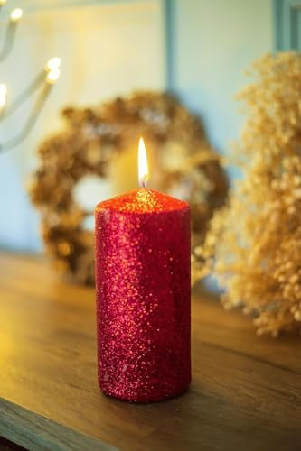 Marco Paul Stumpenkerze – Elegante Kirche Weihnachtskerze – Heimdekoration Kerzenbeleuchtung – festliche Hochzeitsdekor-Kerze für Veranstaltung, Esszimmer, Party, Tischdekoration im Freien (glitzernde
