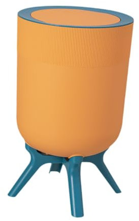 Colcolo Cubo de basura con tapa, cubo de basura moderno con tapa a presión, cubo de basura, contenedor de basura para dormitorio, interior, hogar, oficina, Naranja