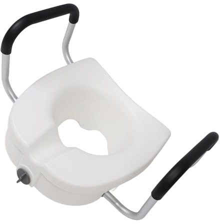 136kg Load Aluminum Toilet Seat Riser, Adjustable Removable Padded Arms Fixed Lock, Heavy Duty Raised Toilet Seat for Elderly Disabled People, for Special Populations