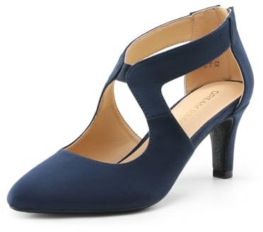 DREAM PAIRS Women's Pumps Closed Pointed Toe Kitten Heels Elegant Party Wedding Dress Shoes for Women,Size 6,Navy,DWUMPU2501