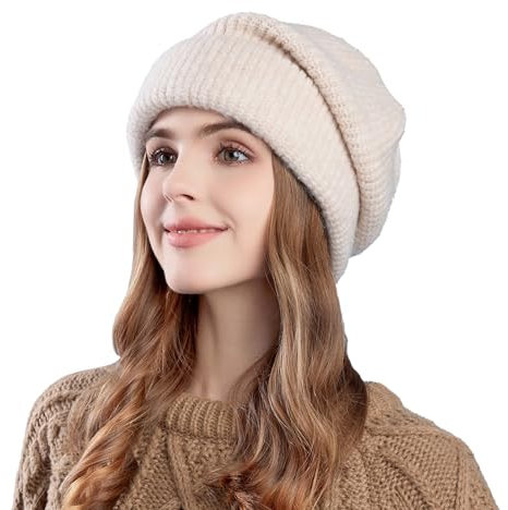 TAGVO Bonnet d'hiver Chaud Décontracté pour Femme, Bonnet Tricoté avec Protection Auriculaire, Coupe-Vent et Doux pour Usage Quotidien, Bonnet Élastique Confortable pour Activités en Plein Air
