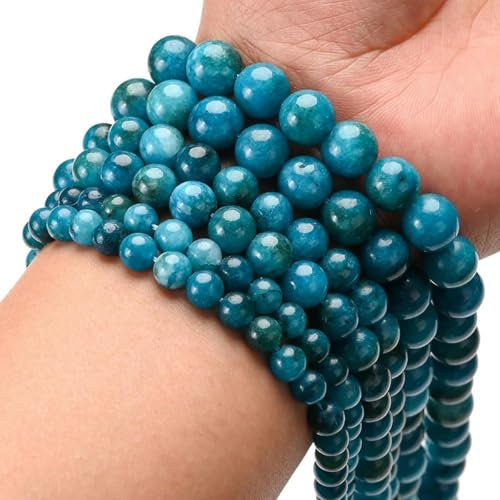 MRESXT Rote Korallensteinperlen, runde, lose Abstandsperlen für die Herstellung von Charm-Schmuckarmbändern, 4/6/8/10/12 mm, 15 Zoll, Apatit, 6 mm, ca. 61 Perlen