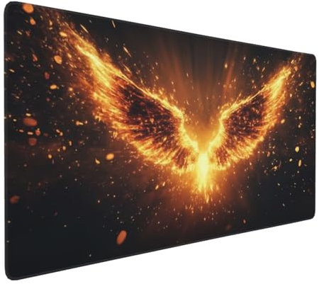 Tapis de Souris 50x25 cm Grand Tapis Souris XXL, Ailes d'ange Tapis de Souris Bureau Gamer, à Bords Cousus, Base en Caoutchouc Antidérapante, sous Main pour Clavier et Souris, Decoration Maison E-955