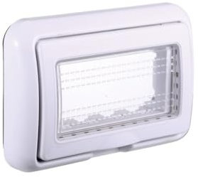 Ixtrima Placca con coperchio e Supporto da esterno Ip55 4 posti (idrobox) compatibile con Bticino Living Light, supporto stagno 4P COLORE bianco