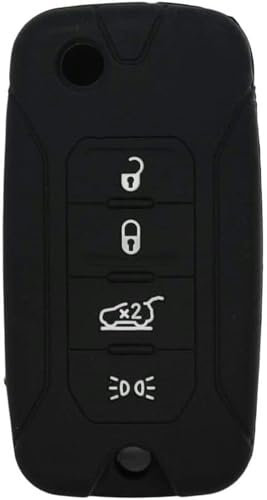 JQHXFDC - Pulsanti della Copertura della Chiave dell'automobile Custodia in Silicone per Chiave Custodia per Telecomando Adatto per Jeep Renegade 4 Button