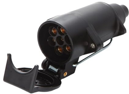 Feuunly Prise Remorque 7 Broches Femelle, 12V Prise Remorque Connecteur Standard Européenne - ISO 1724, Prise de Remorque avec Crochet, pour Caravane Voiture RV Remorque Connecteur (Caoutchouc)