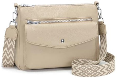 Atgbiem Umhängetasche Damen Mittelgroß Handtasche Klein Tasche Damen Crossbody Bag Veganes Leder Khaki Geschenke für Frauen