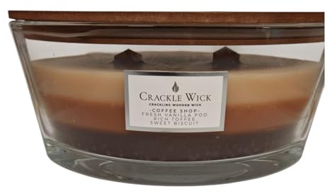 Crackle Wick Coffee Shop mehrlagige Duftkerze mit Holzdocht, frischer Vanilleschote, reichhaltigem Toffee und süßem Keks