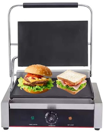 Elektrischer Kontaktgrill, 180° Klappbarer Sandwichtoaster – FüR Camping, Grillen Von Hamburgern, Steaks Und Fleisch – PräZise Temperaturregelung, Mit Touch-Griff,14x9Flat