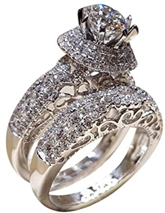 Generisch Lippenpflege Ringelblume mit eingelegten Zinken Palettenring Silber weibliche Ringe (silver, L)