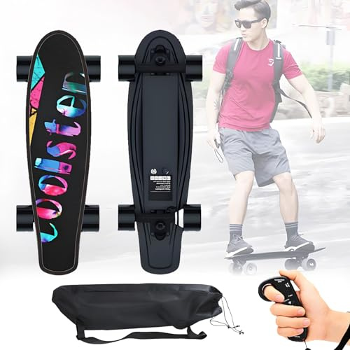 PxkVrin Skateboard Elettrico con Telecomando, Skateboard Elettrico Longboard, autonomia 15 km, per Adulti, spostamenti Senza Sforzo e Gite Divertenti. A-1