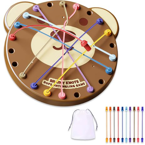 Glamifyr Brainy Knots Entwirrspiel – Brettspiel, Seil- & Knoten-Logikspiel von Einfach bis Komplex, Knobelspiel für Kinder & Familie, Konzentrations- und Denkspiel