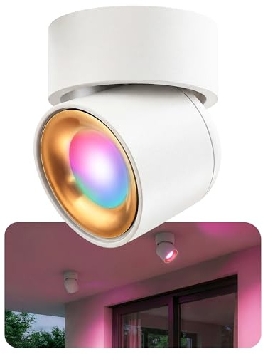 SSC-LUXon AYONA LED Deckenlampe weiß schwenkbar IP65 - GU10 SMART WLAN 5W RGB CCT dimmbar 230V - moderne Wohnzimmerlampe & Küchenlampe