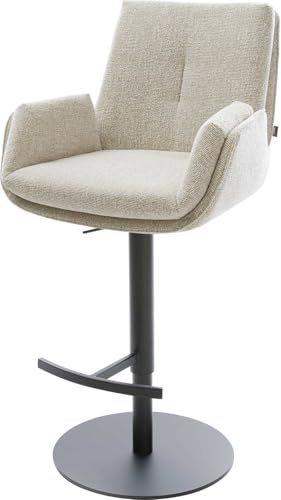 DELIFE Barstuhl Clea-Flex Drehfuß höhenverstellbar Metall Schwarz Webstoff Soft Beige